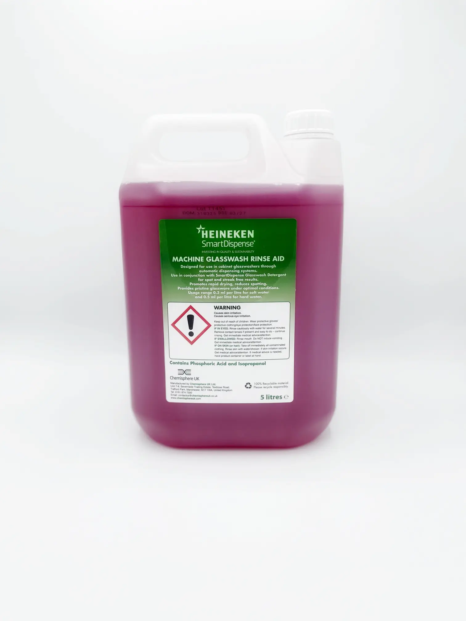 Heineken - Machine Glasswash Rinse Aid - Back
